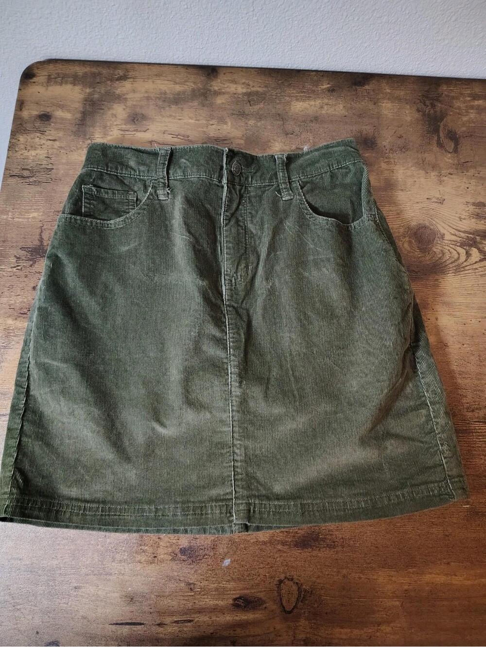 Hollister Green Courdoroy Skirt Womens Ultra High Rise Size S